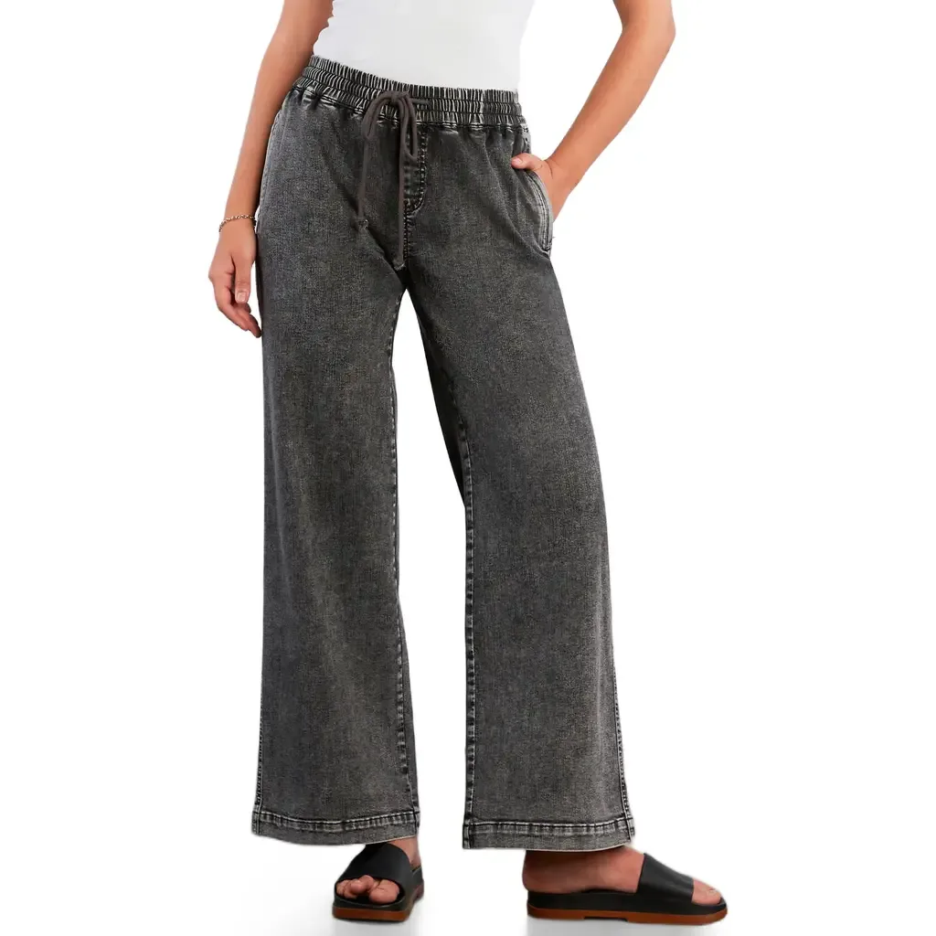 Drawstring Waist Wide Leg Jeans by Wash Lab Denim