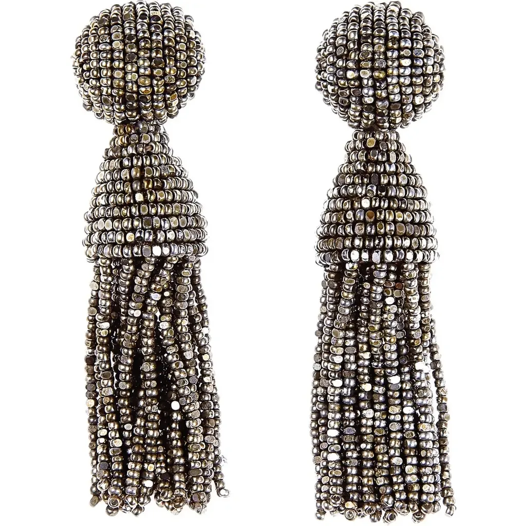 Classic Short Tassel Drop Clip Earrings by Oscar de la Renta
