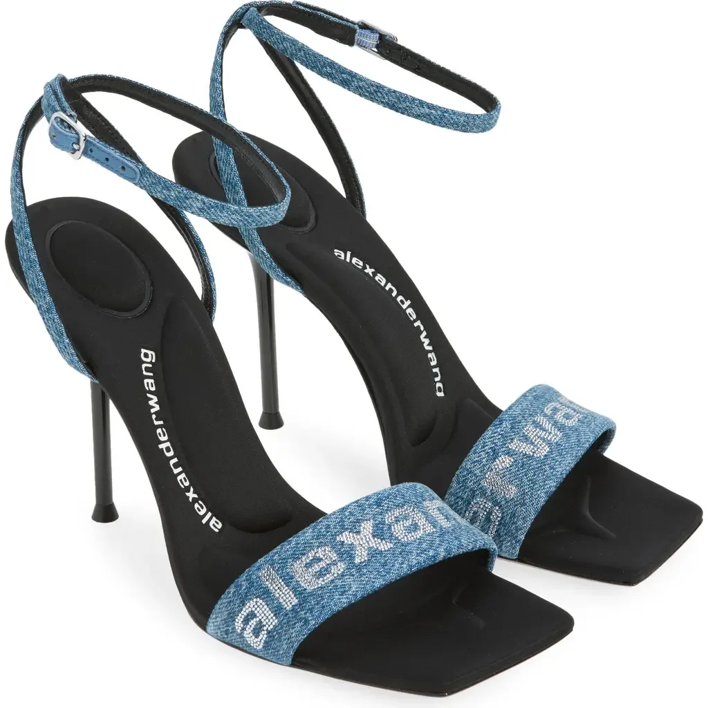 Julie Billboard Crystal Logo Ankle Strap Sandal by Alexander Wang