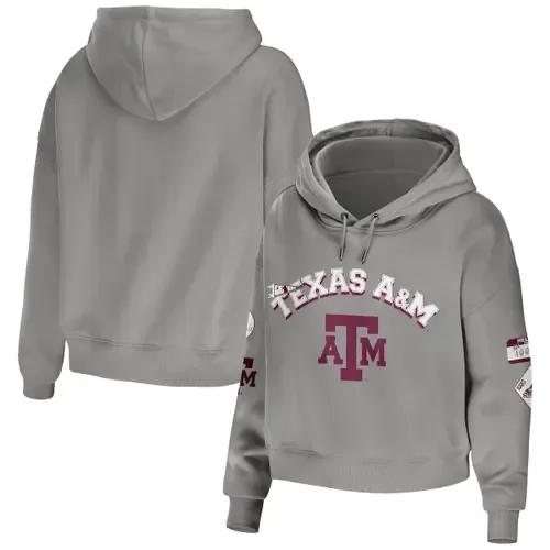WEAR by Erin Andrews Texas A&M Aggies Mixed Media Cropped Pullover Hoodie by WEAR by Erin Andrews