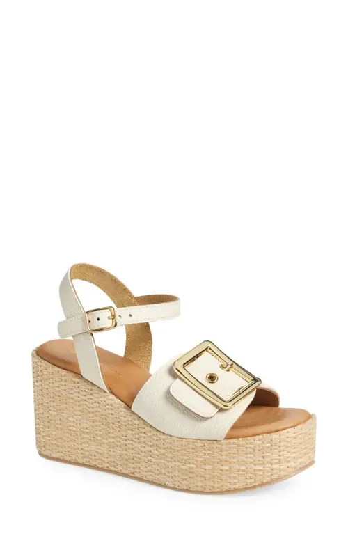 Jenis Ankle Strap Platform Wedge Sandal in Black Leather
