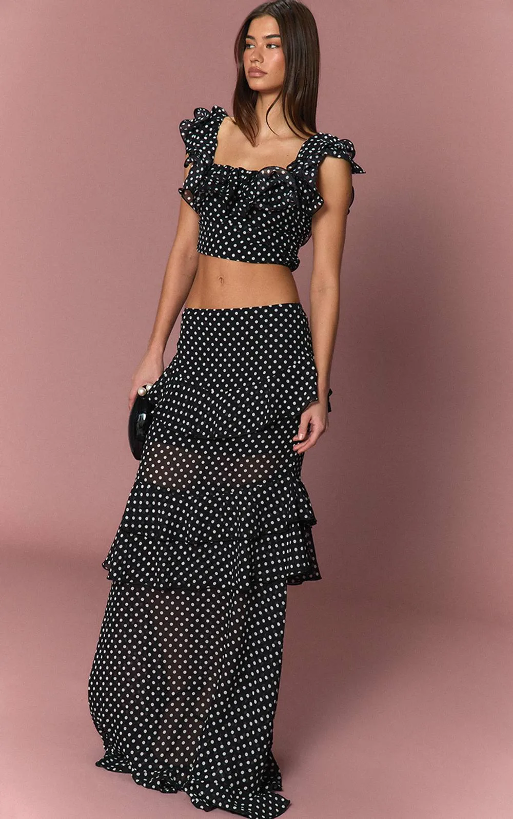 Chiffon Ruffle Maxi Skirt
