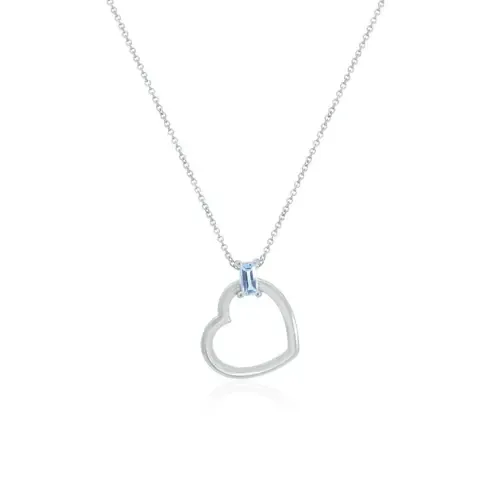 Baguette Blue Topaz Open Heart Necklace by The Lovery Fine Jewelry