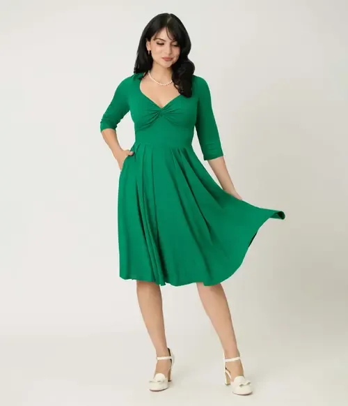 1950s Front Twist Swing Dress by Unique Vintage