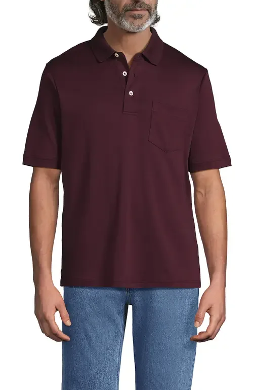 Short Sleeve Cotton Supima Polo Shirt with Pocket by Lands' End