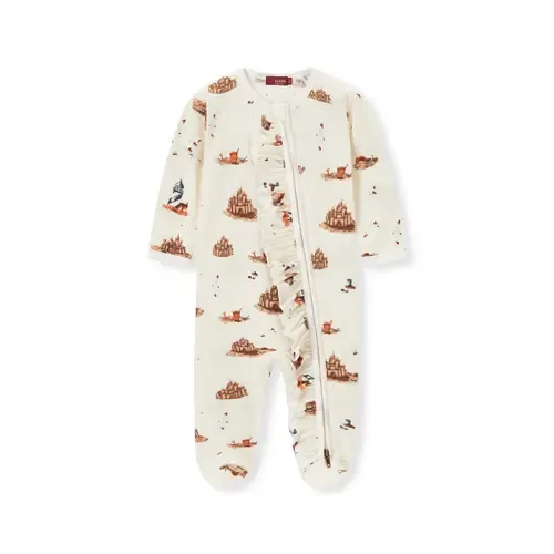 Organic Cotton Ruffle Zipper Footed Romper by Milkbarn