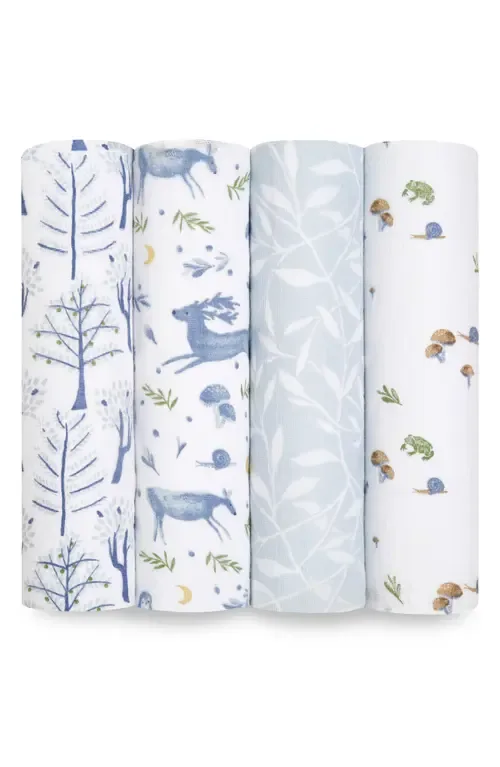Assorted 4-Pack Organic Cotton Muslin Swaddling Cloths by aden + anais