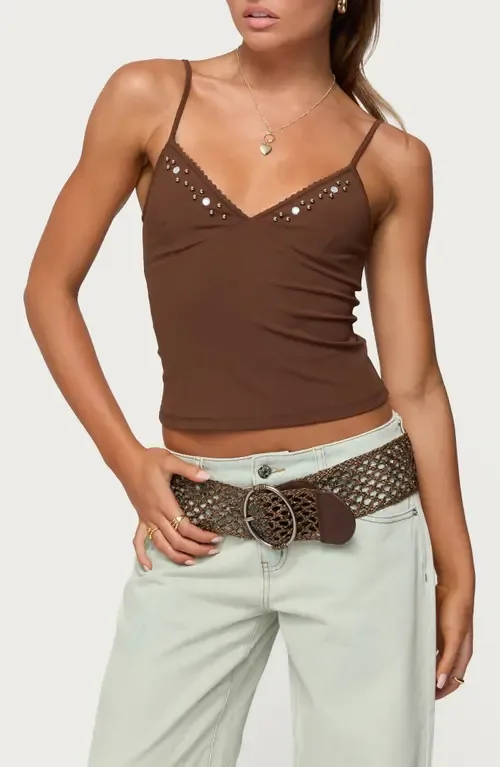 Holland Beaded V-Neck Camisole by EDIKTED