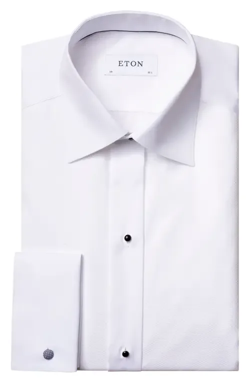 Classic Fit Bibbed White Cotton Tuxedo Shirt by Eton
