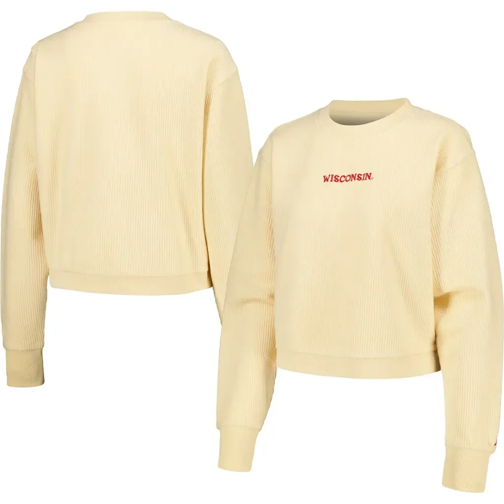 League Collegiate Wear Wisconsin Badgers Timber Cropped Pullover Sweatshirt by LEAGUE COLLEGIATE WEAR