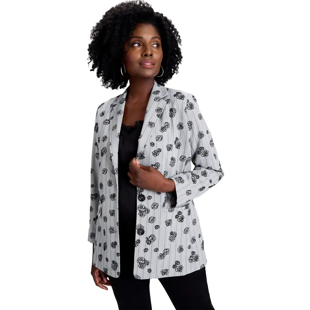 Flocked Floral Blazer by Jessica London