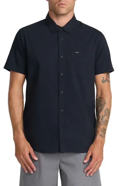 That'll Do Slim Fit Solid Short Sleeve Button-Down Shirt by RVCA