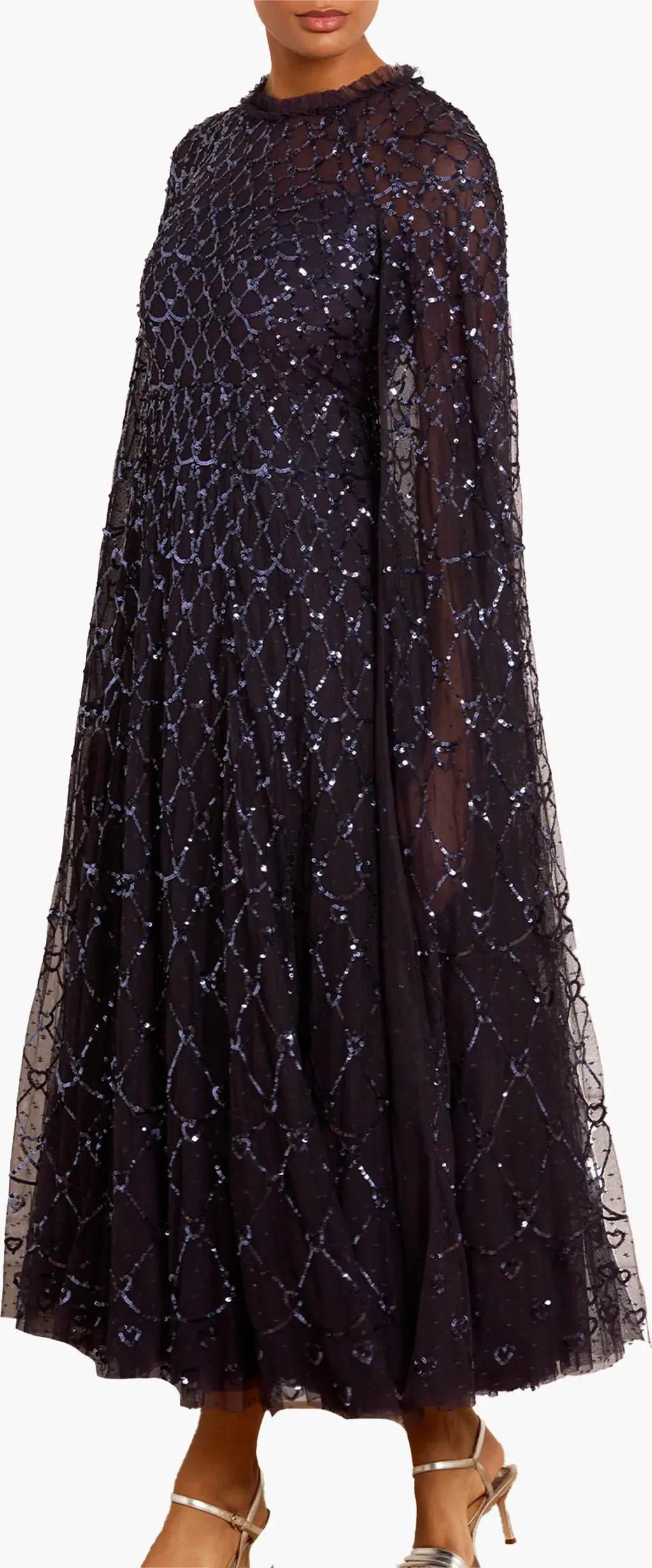 Heart Lattice Cape Ankle Gown