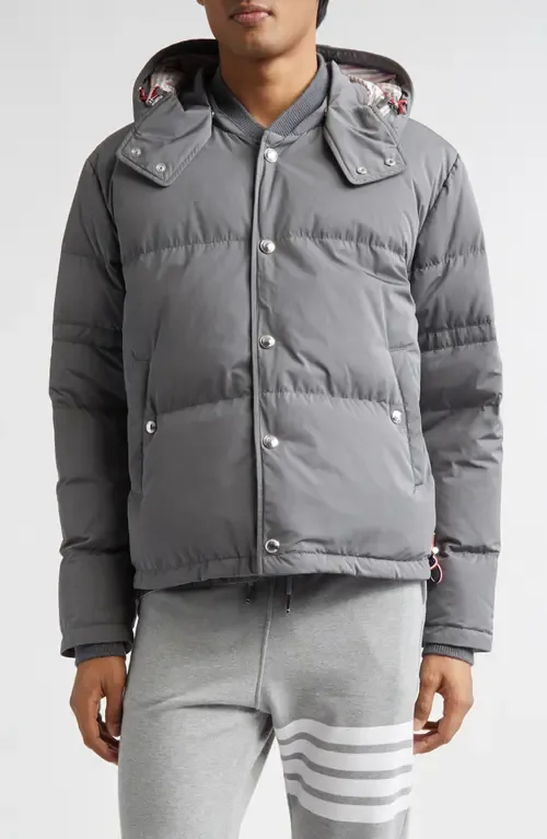 Down Bomber Puffer Jacket with Removable Hood by Thom Browne
