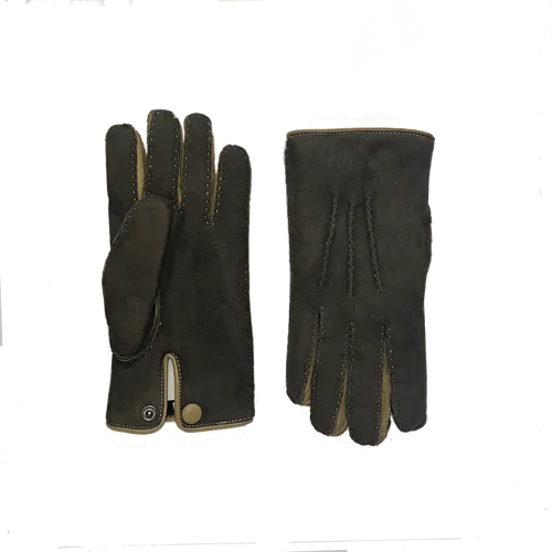 David Color Contrast Shearling Gloves by Agnelle