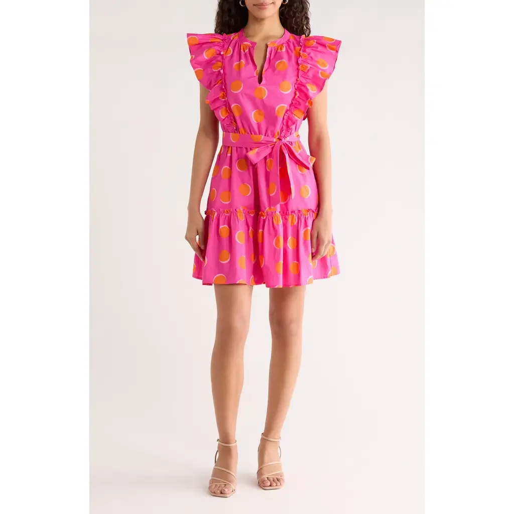 Rosy Polka Dot Ruffle Minidress by SUGARLIPS
