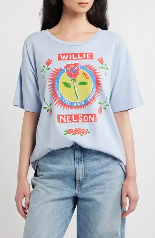 Willie Nelson Rose Label Graphic T-Shirt by Daydreamer