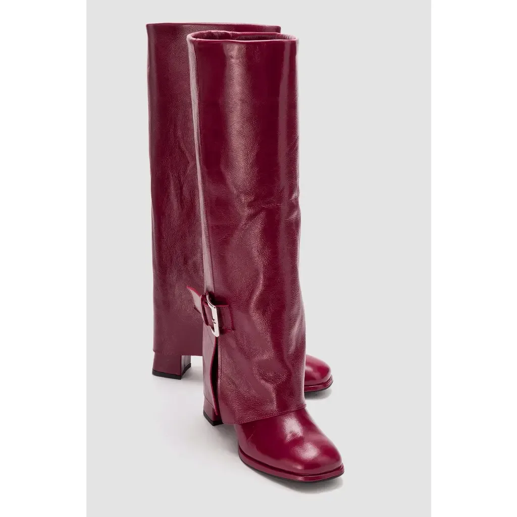 Lojo Leather Block Heel Boot by Forever & Always Shoes
