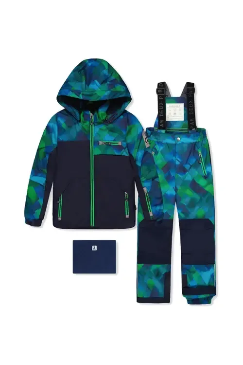 Play Checkered Jacket & Reinforced Pants Two Piece Snowsuit by Deux par Deux