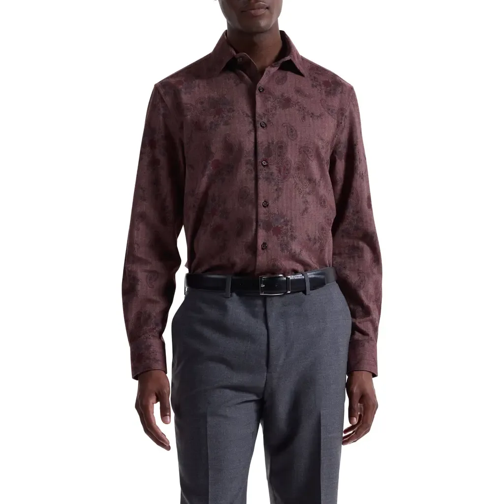 Axel Shaped Fit Floral Paisley Button-Up Shirt by Bugatchi