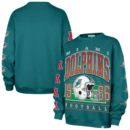 '47 Aqua Miami Dolphins Go Big Oversized Pullover Sweatshirt