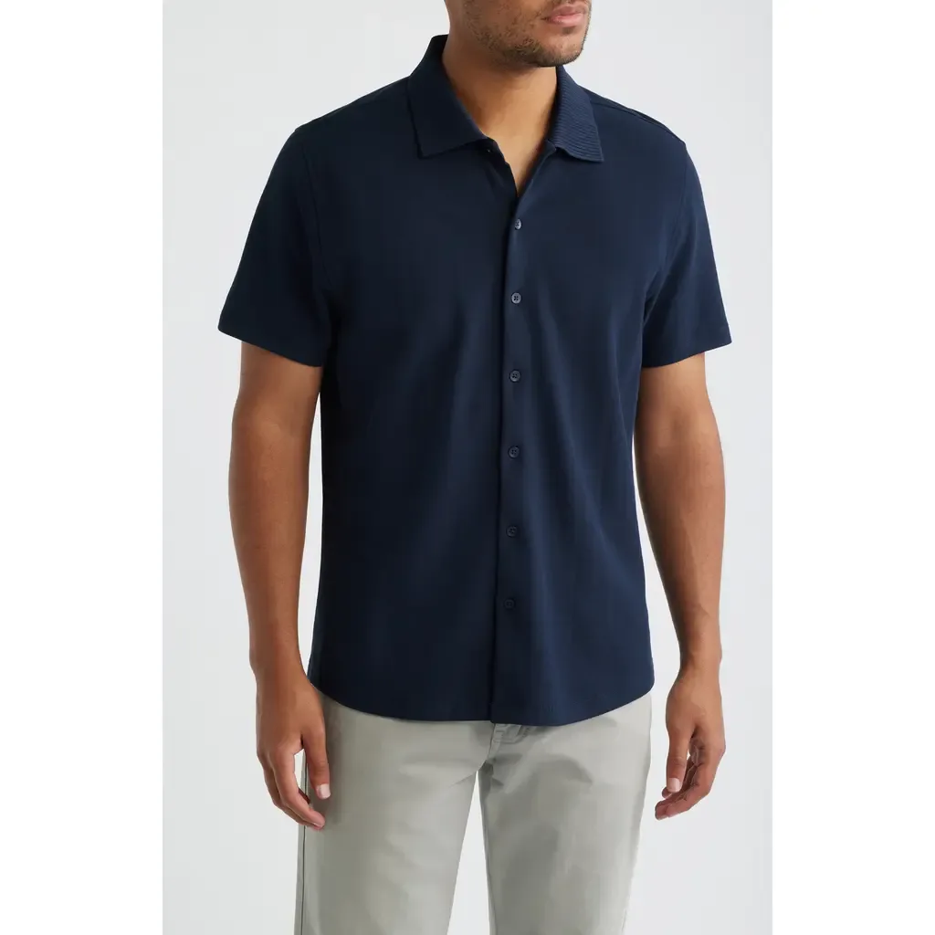 Sorrell Short Sleeve Cotton Piqué Button-Up Shirt by Robert Barakett
