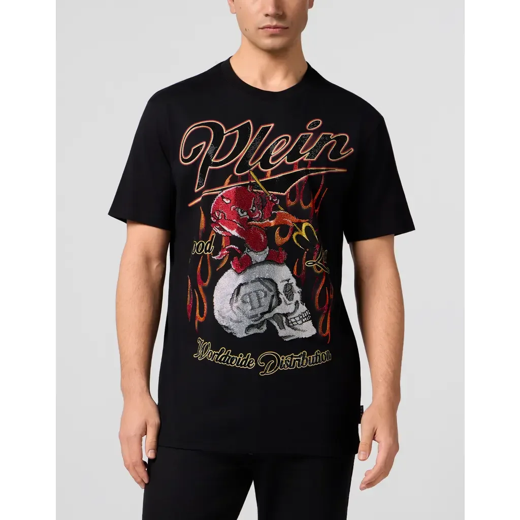 Round Neck T-Shirt Little Devil Crystal by PHILIPP PLEIN