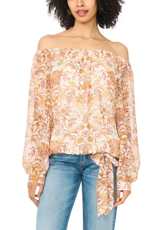 Off the Shoulder Tie Hem Top by Vince Camuto