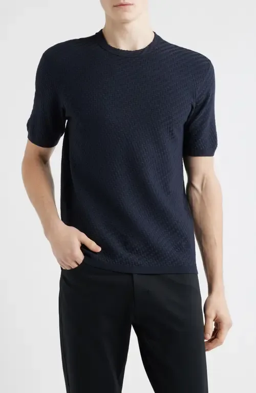 Short Sleeve Basket Stitch Sweater by Emporio Armani