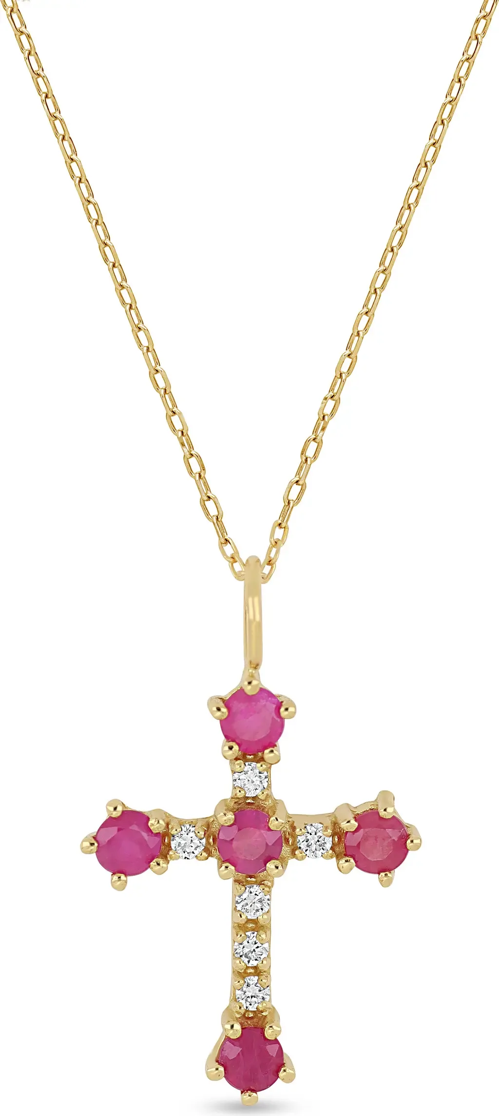Gold El Mar Gemstone & Diamond Cross Pendant Necklace