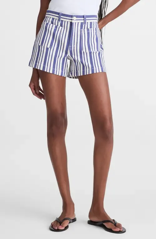The Emmy Stripe Patch Pocket Shorts by Madewell
