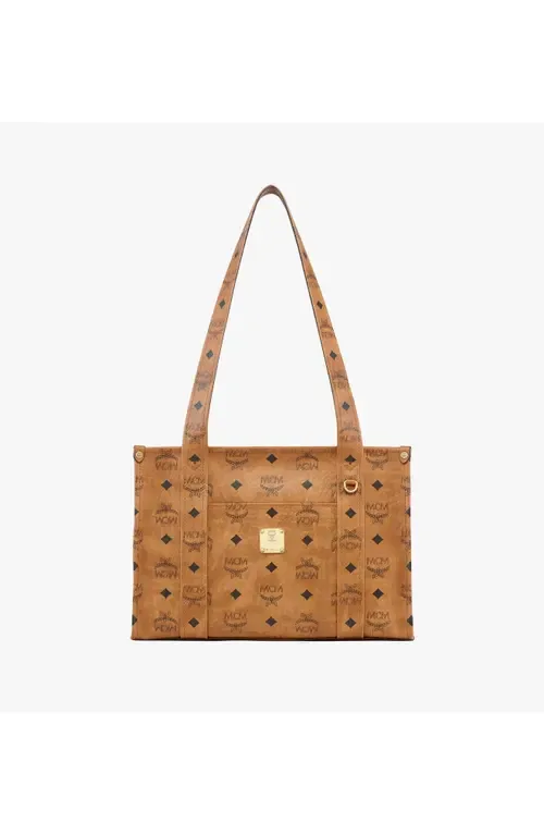 Small Aren School Bag Tote in Visetos by MCM