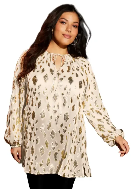 Metallic Print Blouse by June + Vie