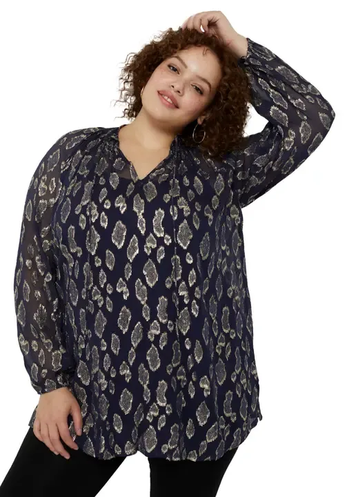 Metallic Print Blouse
