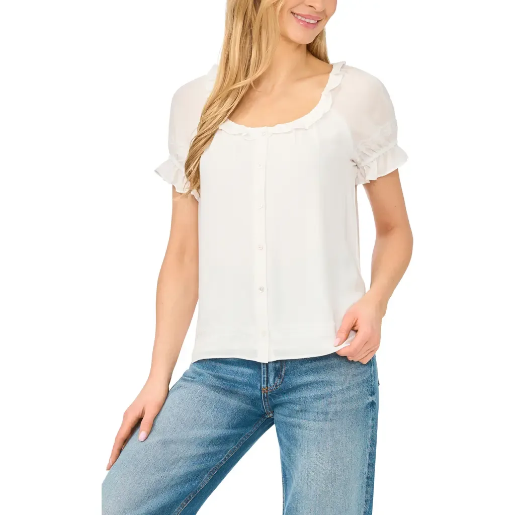 Ruffle Puff Sleeve Top by CeCe