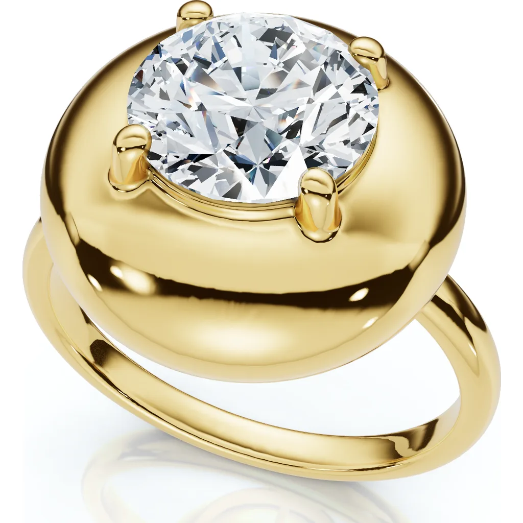 2Ct Diamond Bezel Stackable Button Engagement Ring Lab Grown in 14K Yellow Gold by Bliss Diamond