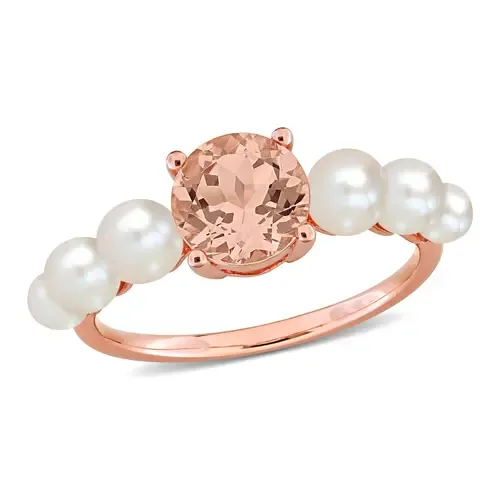 Morganite & Cultured Pearl Ring 10k by Julianna B.