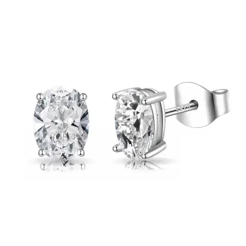 Sterling Silver Oval Cut Stud Earrings by Donatello Gian