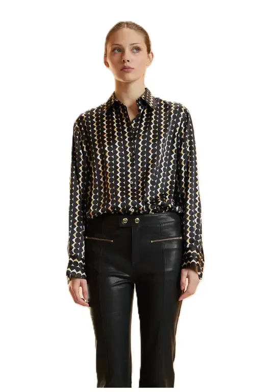 Foil Silk Button Up Shirt by Cynthia Rowley