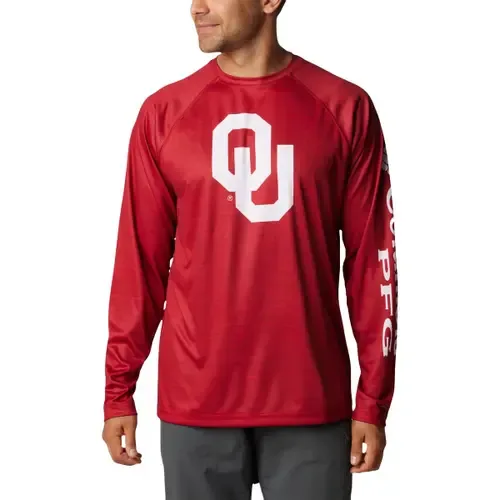 Columbia Crimson Oklahoma Sooners PFG Terminal Tackle Omni-Shade Raglan Long Sleeve T-Shirt by Columbia