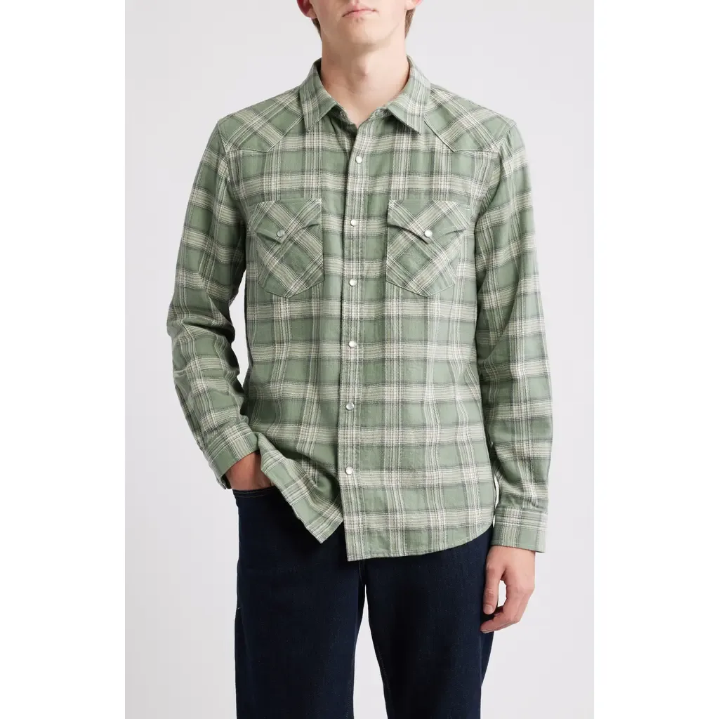 Huston Classic Fit Plaid Western Snap-Up Shirt by AG