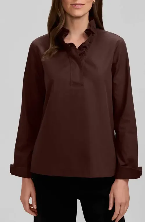 Tammy Ruffled Cotton Popover by Foxcroft
