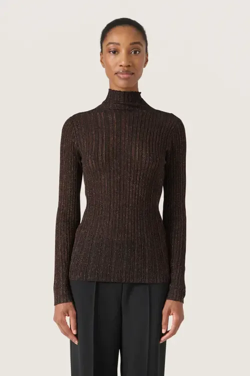 SLLaisa Metallic Turtleneck Pullover by Soaked in Luxury