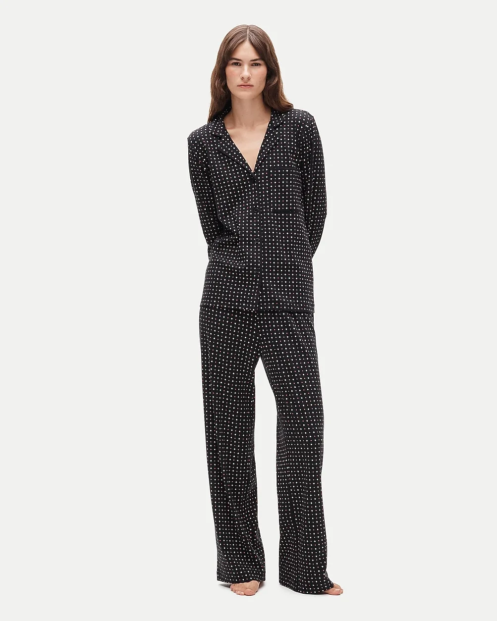 Dreamy Rib Long-Sleeve Pajama Pant Set in Daisy Print by J.Crew