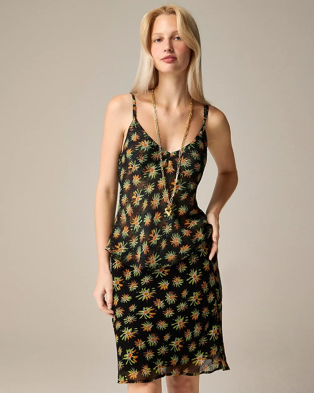 Crinkle Chiffon Camisole Top in Sunburst Floral by J.Crew