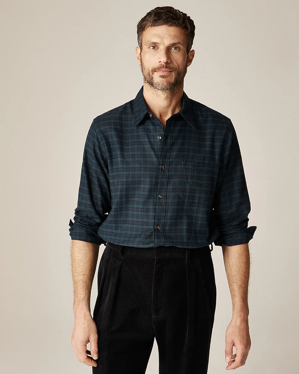 Cotton-Cashmere Blend Shirt in Check by J.Crew