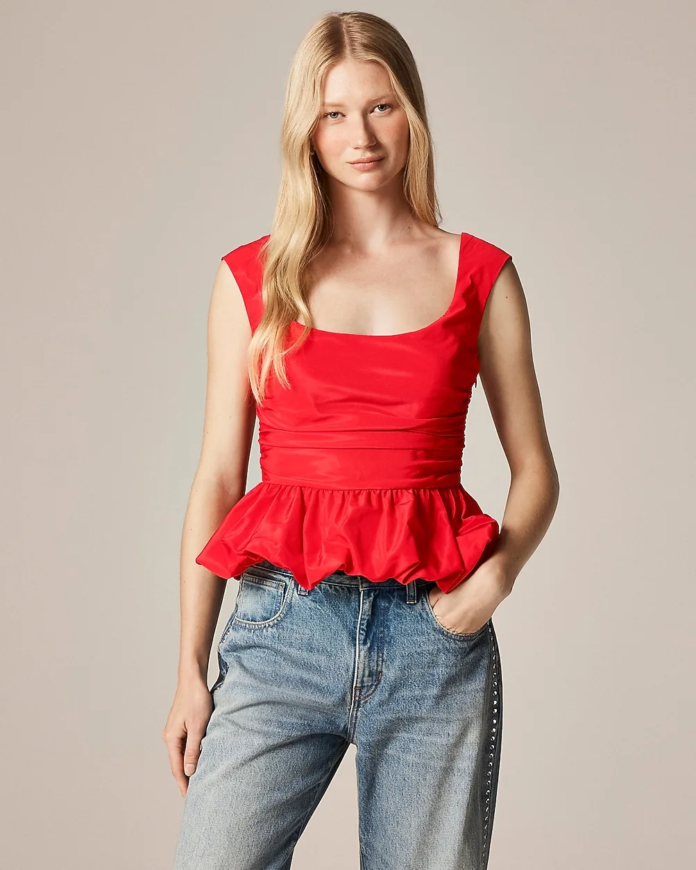 Scoopneck Bubble-Hem Tank Top by J.Crew