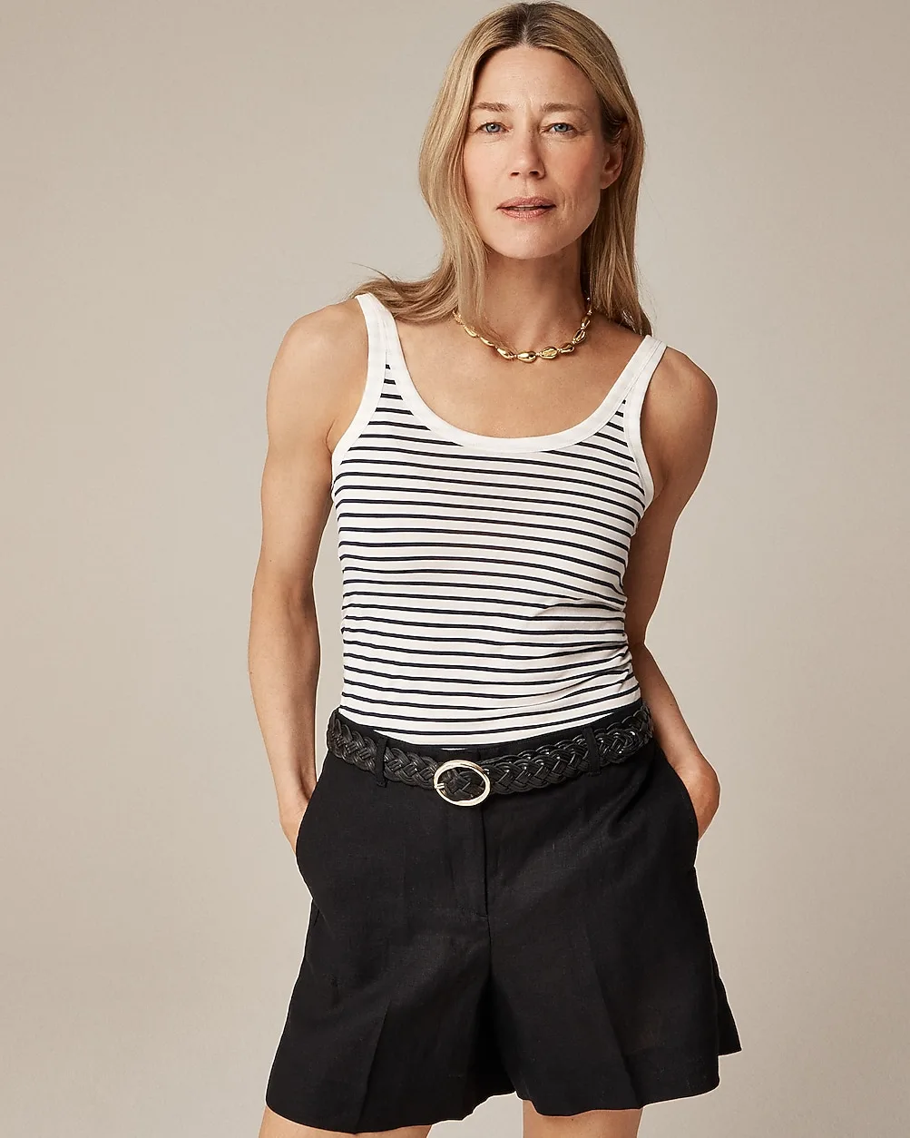 Feather Jersey Slim-Fit Tank in Stripe by J.Crew