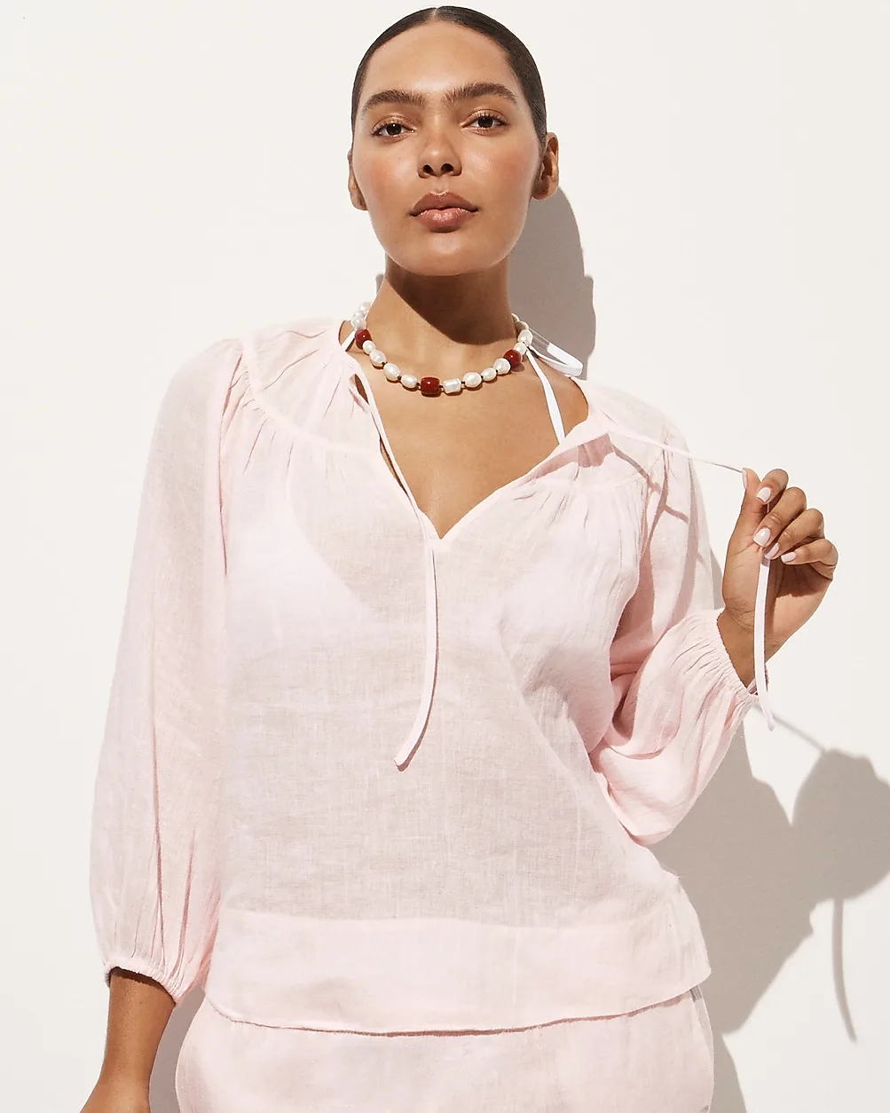 Long-Sleeve Tunic Top in Hampton Linen-Blend by J.Crew