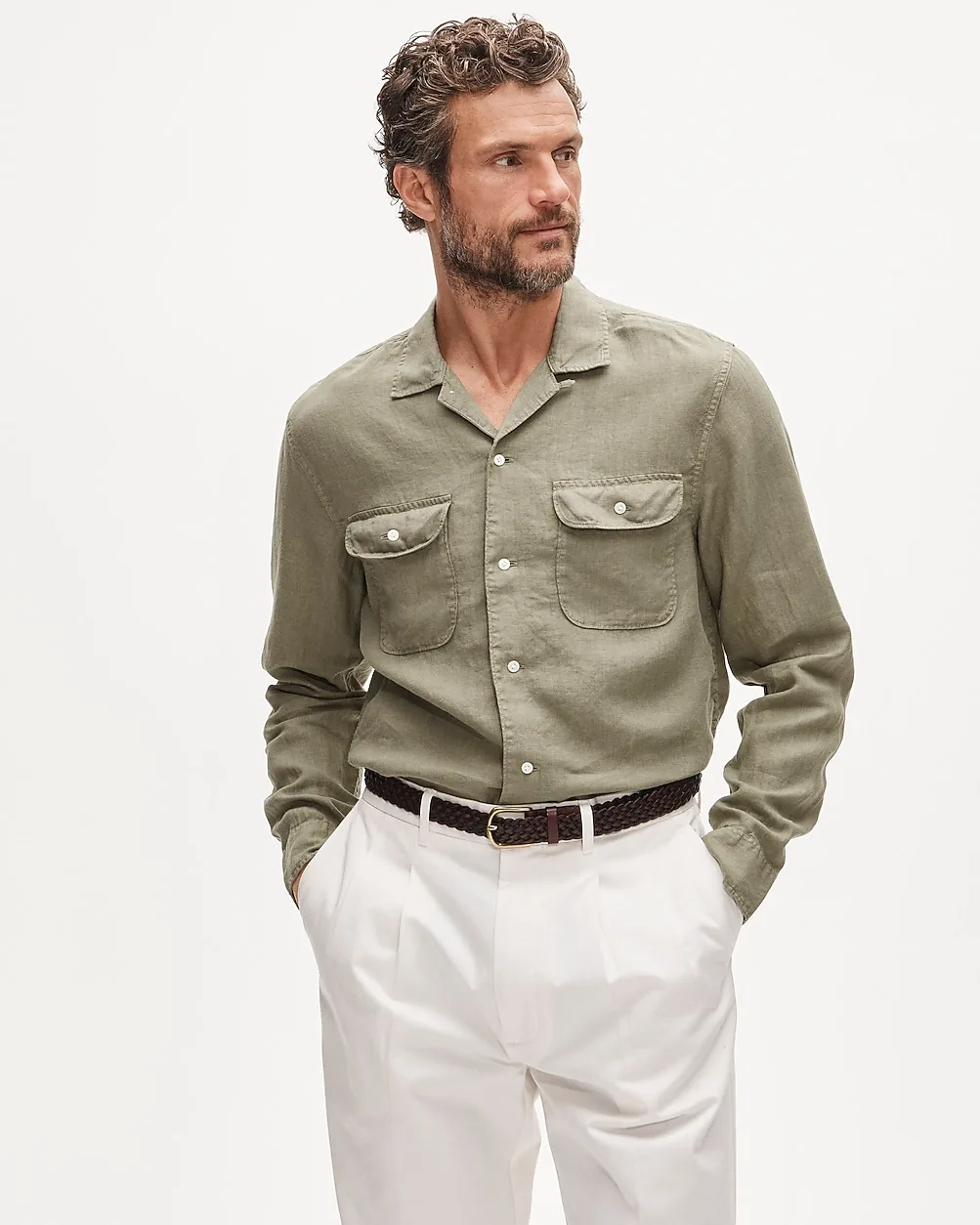 Camp-Collar Linen Shirt by J.Crew